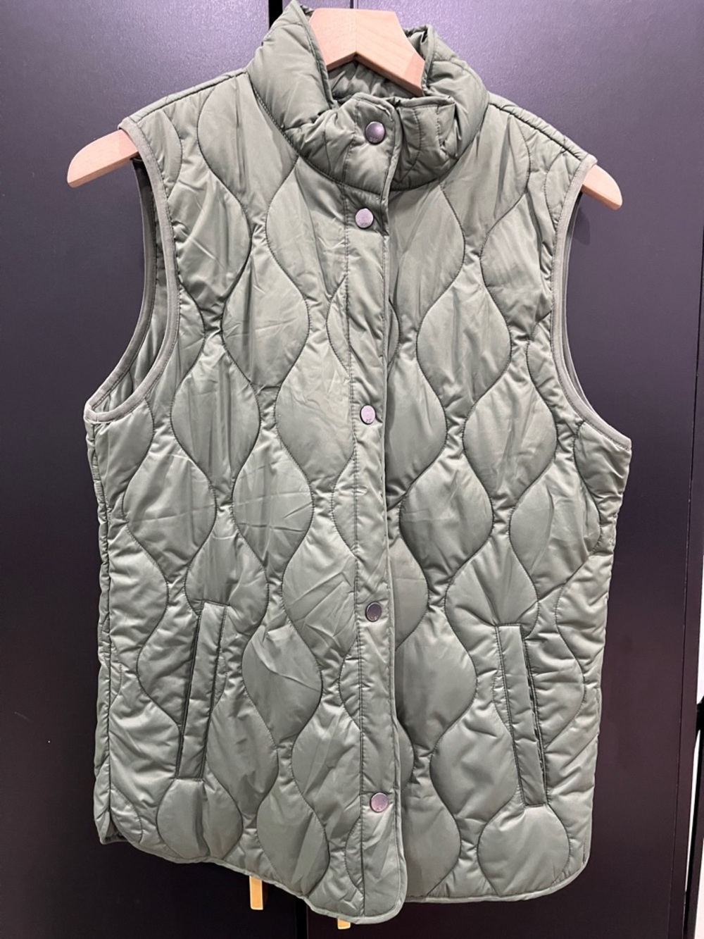 32 Degrees Olive Quilted Stand-Collar Puffer Vest